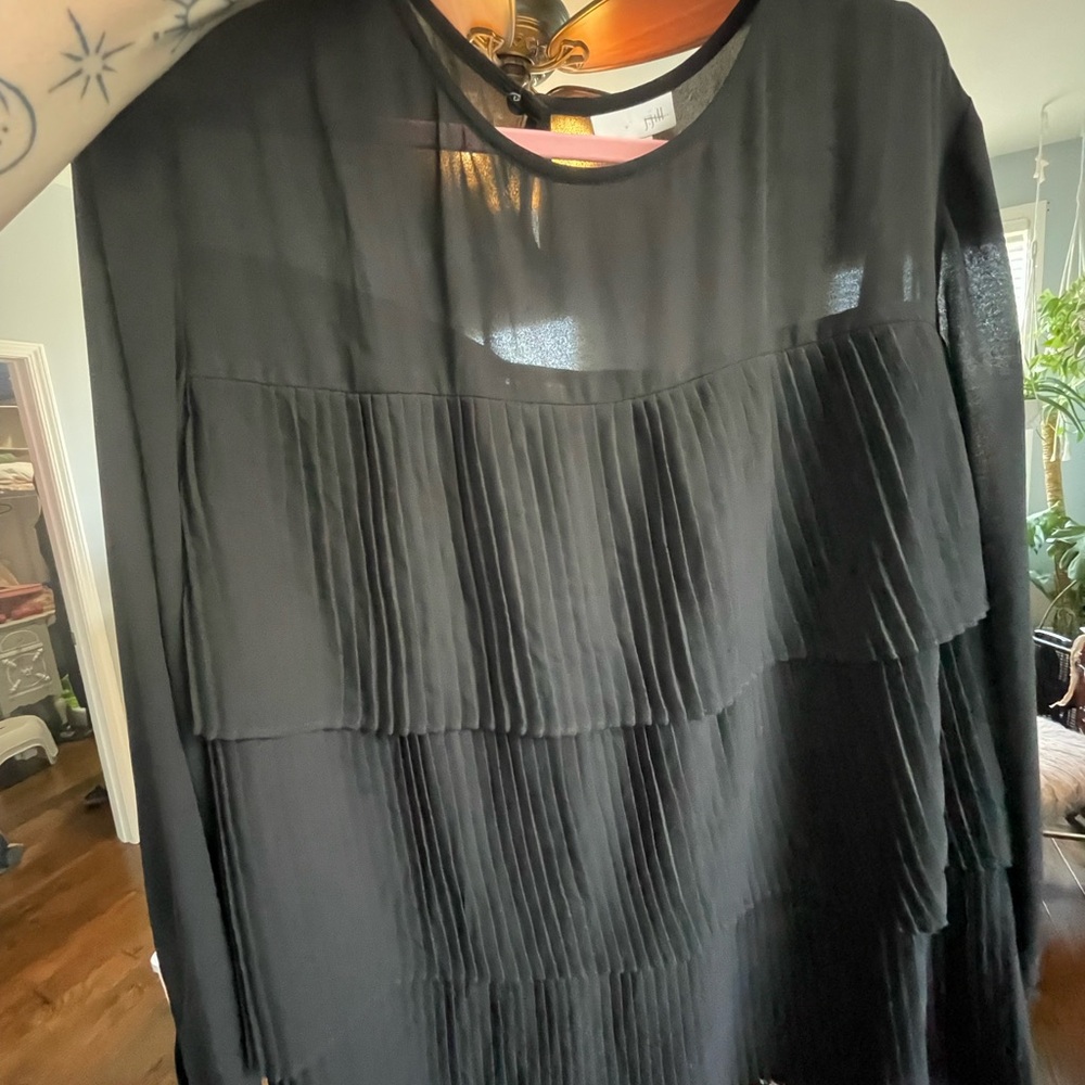 J. Jill Black Sheer Pleated Blouse 2x - Picture 3 of 7
